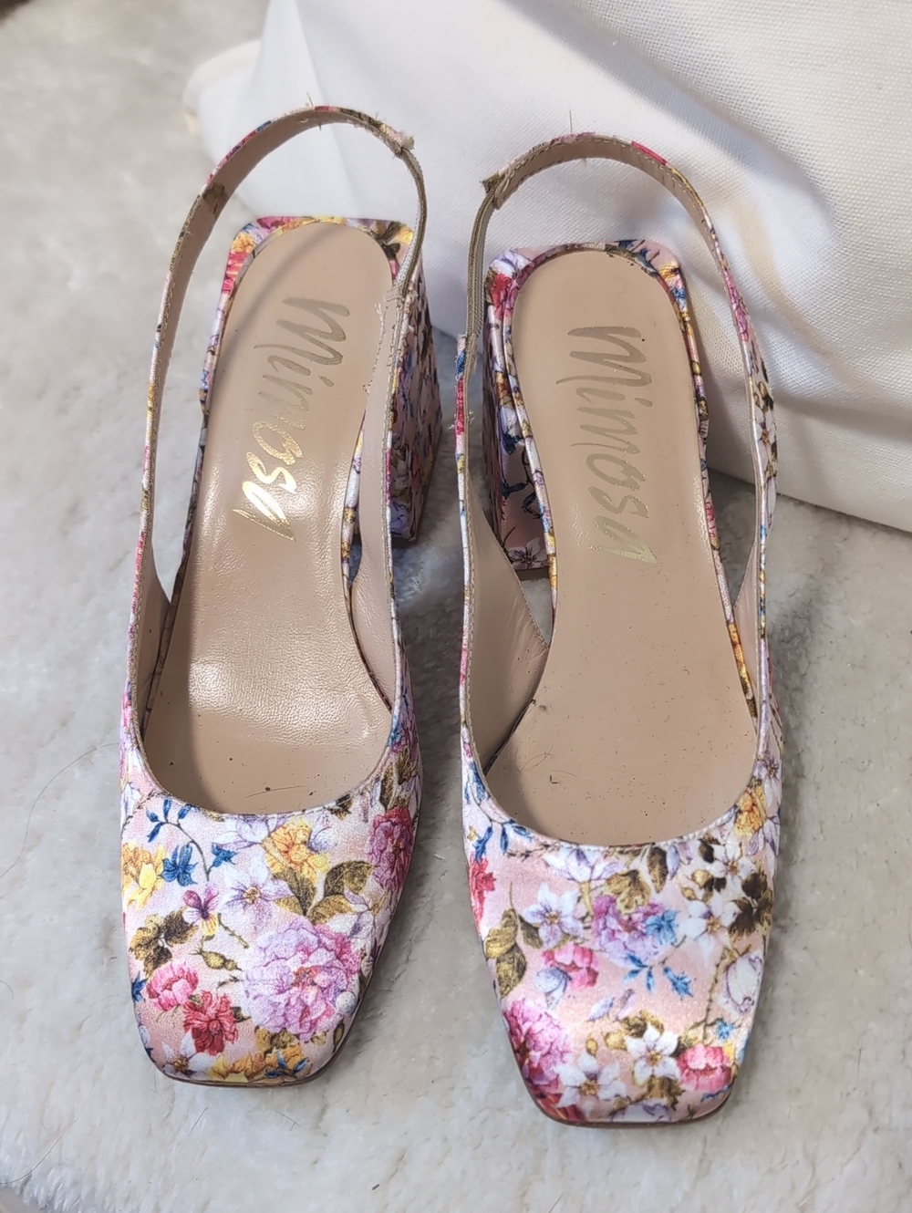 Vero Cuoio Pink Multicolor Floral Slingback Block Heel